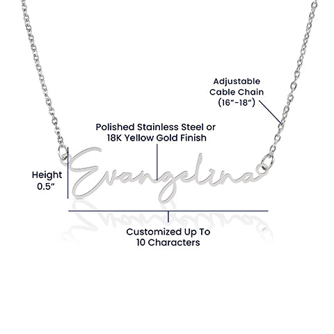 Be Kind and Stay Positive Signature Style Name Necklace