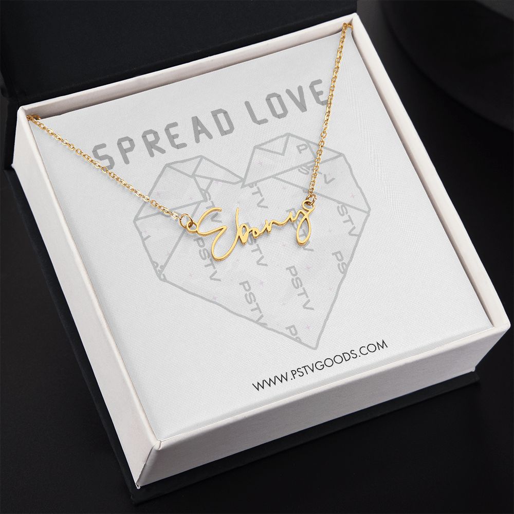 Origami Heart Signature Style Name Necklace