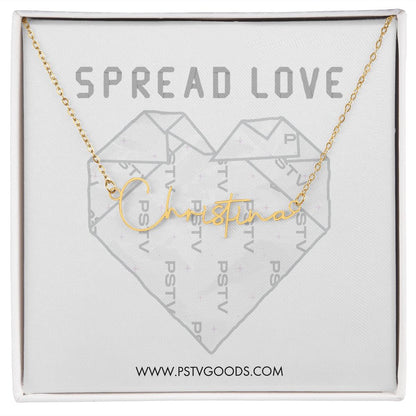 Origami Heart Signature Style Name Necklace